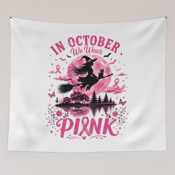 Item preview, In October We Wear Pink Ribbon Witch Halloween Awareness designed and sold by DYAFLK.