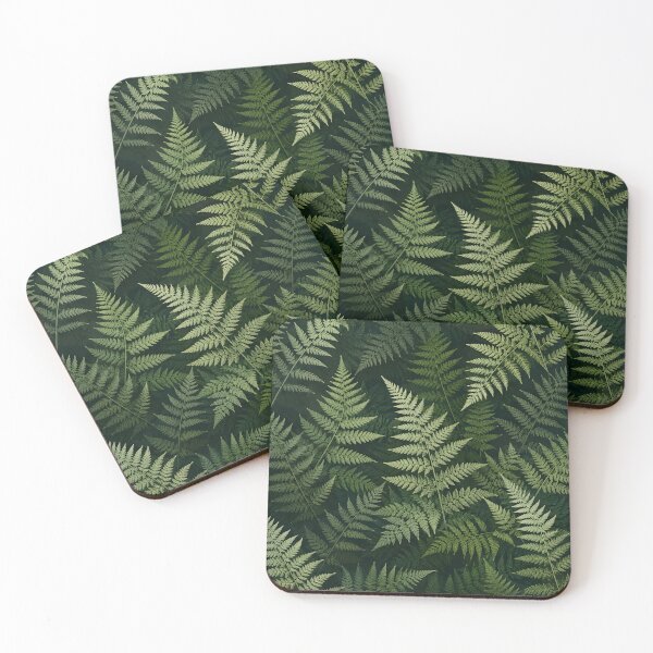 Item preview, Vintage Botanical Fern Leaves Dark Green Line Art designed and sold by Sybille-Yates.