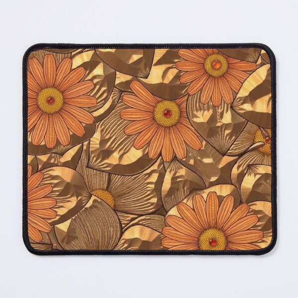 Item preview, Golden Bronze Floral Pattern - Vintage Botanical Daisy Art designed and sold by hepopatterns.