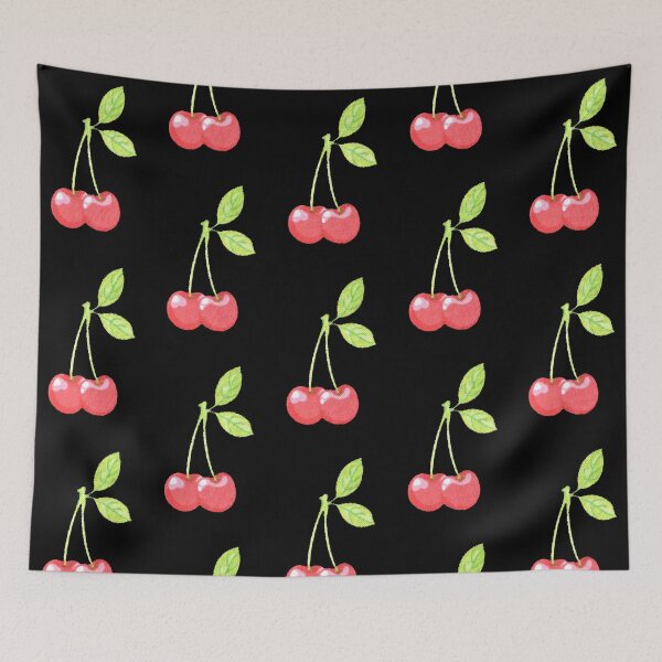 Item preview, Dos cerezas rojas frescas con hojas verdes designed and sold by darksteel101.