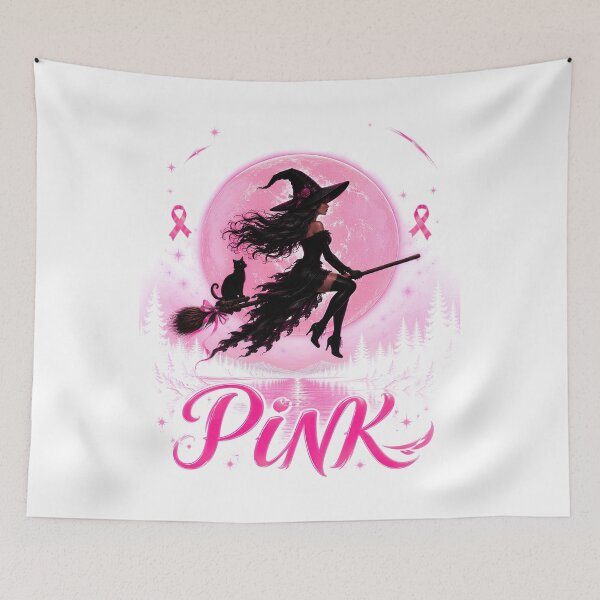 Item preview, In October We Wear Pink Ribbon Witch Halloween Awareness designed and sold by DYAFLK.