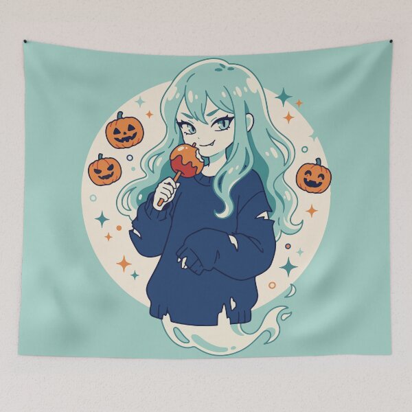 Item preview, Cute Anime Ghost Girl Eating Caramel Apple designed and sold by JEMAR Designs.