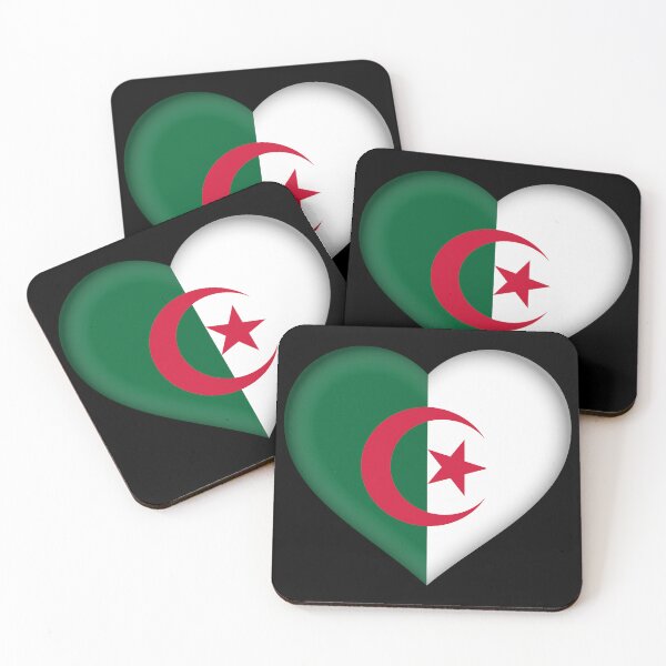Item preview, Algerian Flag Heart 3D Algeria Love Gift Design designed and sold by yazdogs.