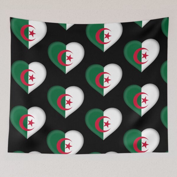 Item preview, Algerian Flag Heart 3D Algeria Love Gift Design designed and sold by yazdogs.