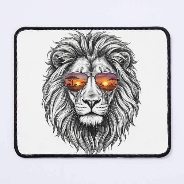 Item preview, Lion African Savanna Sunset Shades Reflection designed and sold by Bad-Decisions-Designs.