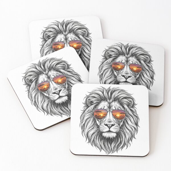 Item preview, Lion African Savanna Sunset Shades Reflection designed and sold by Bad-Decisions-Designs.