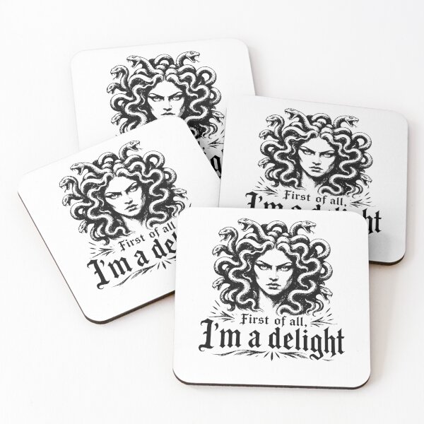 Item preview, First Of All Im A Delight Medusa Gorgon Dark Silver Engraved Mythology Fan Apparel designed and sold by Sendowart.
