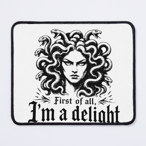 Item preview, First Of All Im A Delight Medusa Gorgon Dark Silver Engraved Mythology Fan Apparel designed and sold by Sendowart.