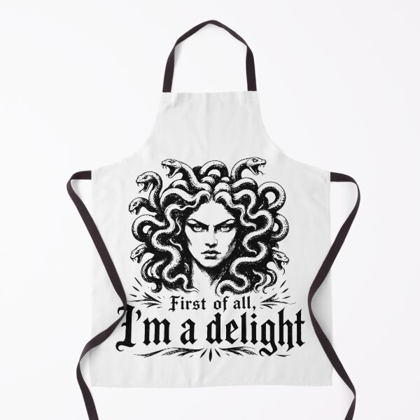 Item preview, First Of All Im A Delight Medusa Gorgon Dark Silver Engraved Mythology Fan Apparel designed and sold by Sendowart.
