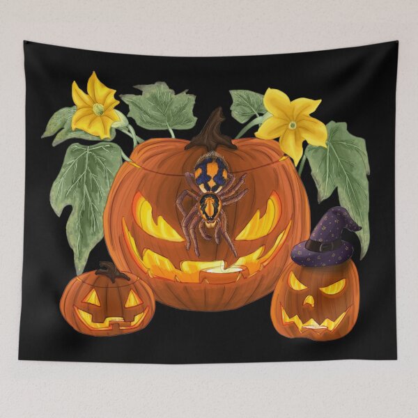 Item preview, Pumpkin Patch Tarantula x Jack-O-Lanterns designed and sold by JoyHappySpiders.