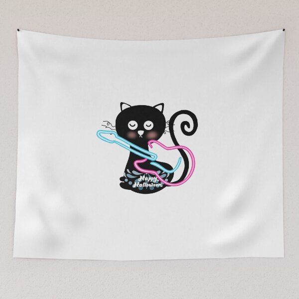 Item preview, Cute Neon Cat Happy Halloween Spooky Halloween Design designed and sold by Palette _Vibes.