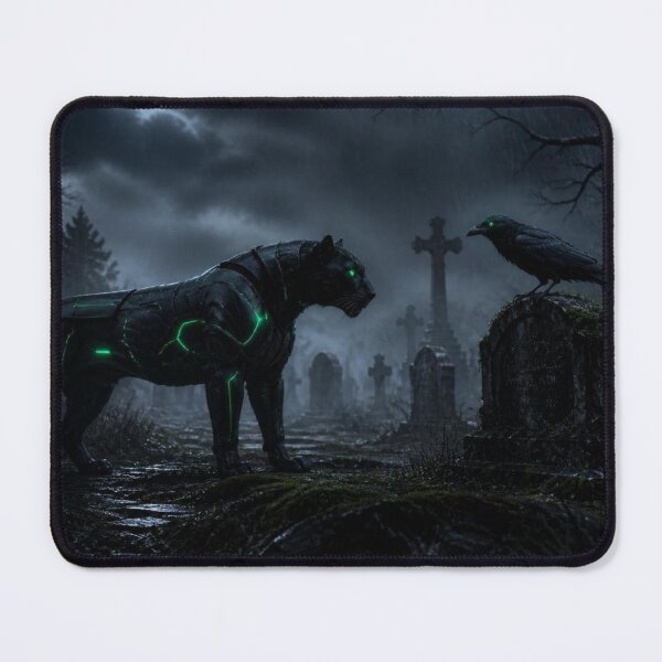 Item preview, Cybernetic Panther Gothic Graveyard Dark Cyberpunk Fantasy designed and sold by LazyDayzCo.