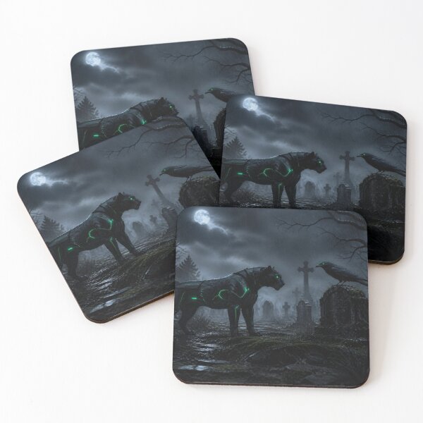 Item preview, Cybernetic Panther Gothic Graveyard Dark Cyberpunk Fantasy designed and sold by LazyDayzCo.