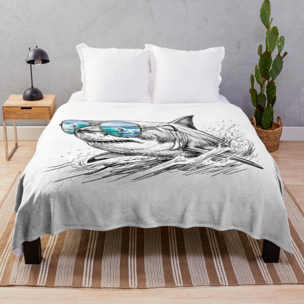Item preview, Shark Surfing Ocean Wave Shades Reflection designed and sold by Bad-Decisions-Designs.