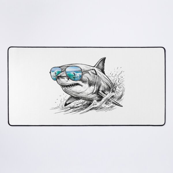 Item preview, Shark Surfing Ocean Wave Shades Reflection designed and sold by Bad-Decisions-Designs.