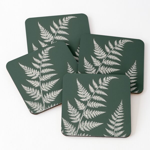 Item preview, Vintage Botanical Fern Leaves Dark Green Line Art designed and sold by Sybille-Yates.