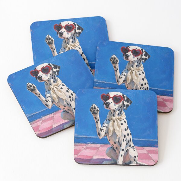 Item preview, Chic Dalmatian High Five Dog Art Print Retro Sunglasses Wall Decor designed and sold by ShieldRockPrints.