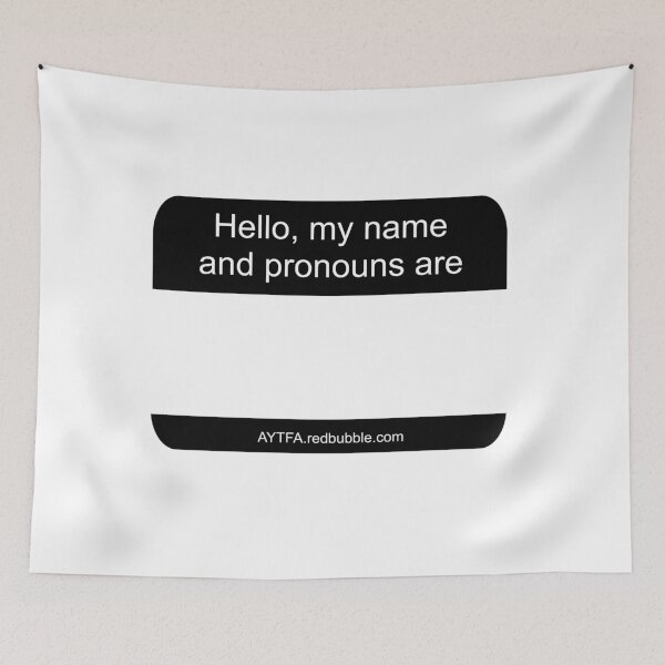 Item preview, Hello - Name & Pronouns designed and sold by AYTFA.