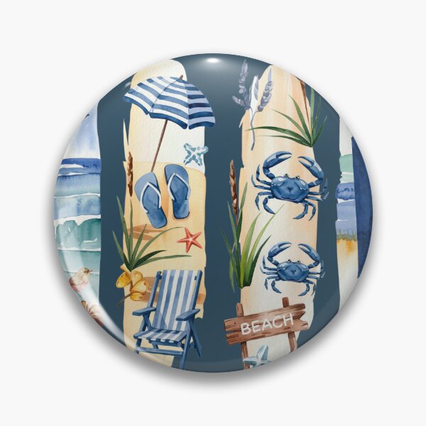Item preview, Delaware Beach Watercolor – Crabs, Lighthouse & Shore Birds designed and sold by Marie Gems.
