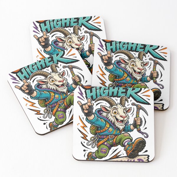 Item preview, Climb Higher Mountain Goat Mascot Graphic designed and sold by InkDriveStudio.