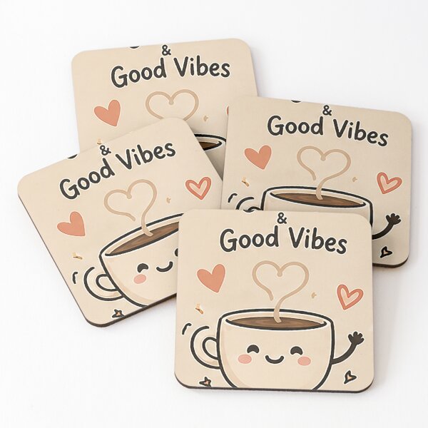 Item preview, Coffee and Good Vibes | Cute Kawaii Happy Coffee Cup designed and sold by Sara-Ai.