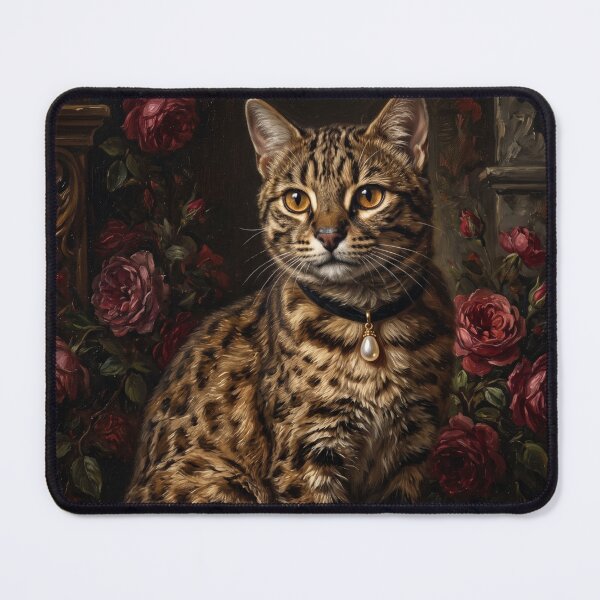 Item preview, Regal Bengal Cat Portrait with Pearl Pendant designed and sold by Real Beast Art.