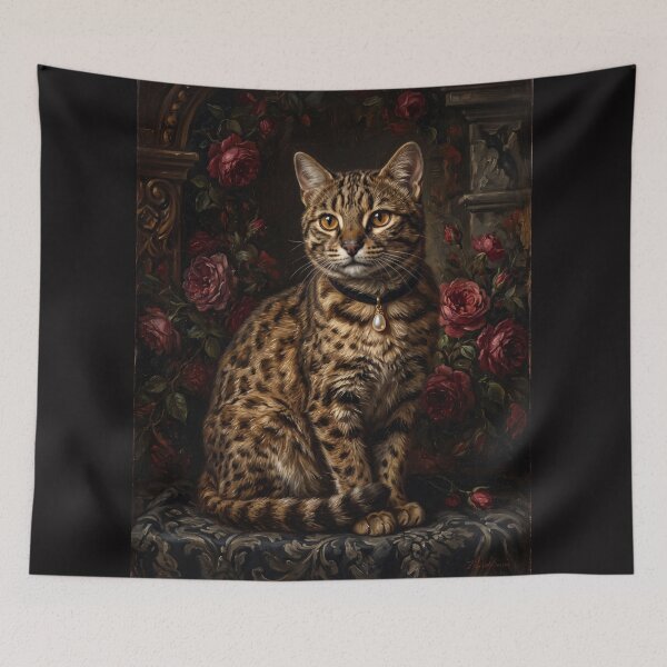Item preview, Regal Bengal Cat Portrait with Pearl Pendant designed and sold by Real Beast Art.