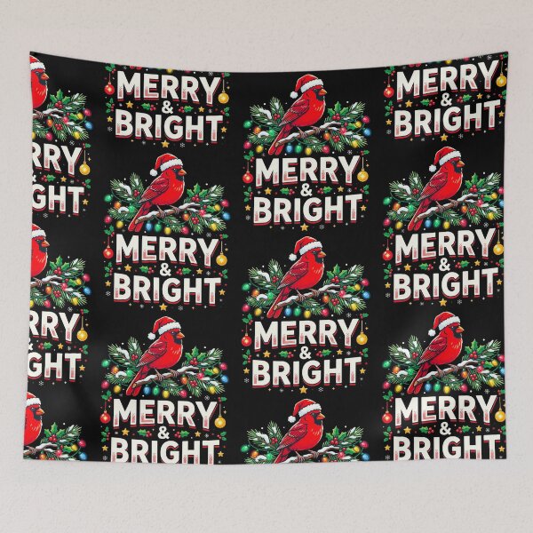 Item preview, Merry And Bright Christmas Cardinal Birdwatcher Santa Hat Holly Backyard Birding Winter Holiday Design designed and sold by 519xdesign.