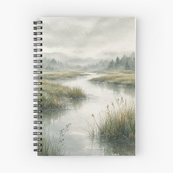 Item preview, Misty River Marsh Watercolor Landscape designed and sold by ShieldRockPrints.