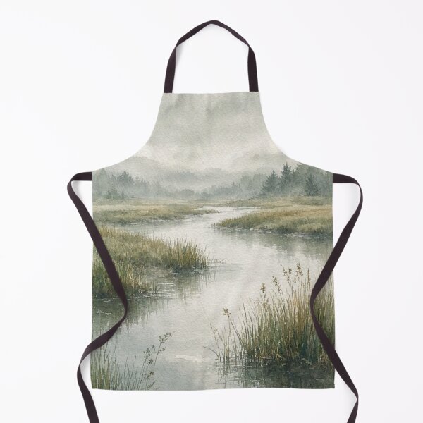 Item preview, Misty River Marsh Watercolor Landscape designed and sold by ShieldRockPrints.