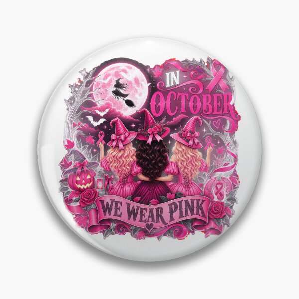 Item preview, In October We Wear Pink Witches Breast Cancer Awareness Halloween designed and sold by DYAFLK.