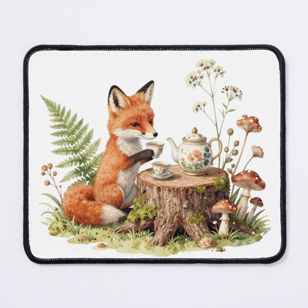 Item preview, Cute fox tea party Watercolor Woodland Illustration designed and sold by WildArtIT.