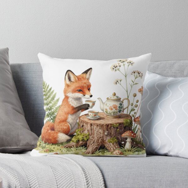 Item preview, Cute fox tea party Watercolor Woodland Illustration designed and sold by WildArtIT.