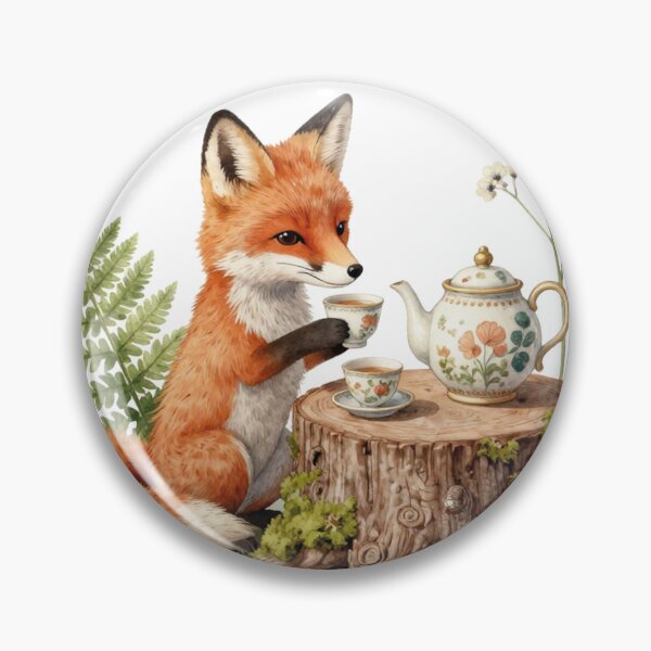 Item preview, Cute fox tea party Watercolor Woodland Illustration designed and sold by WildArtIT.