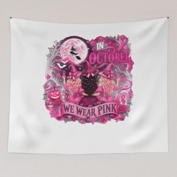Item preview, In October We Wear Pink Witches Breast Cancer Awareness Halloween designed and sold by DYAFLK.