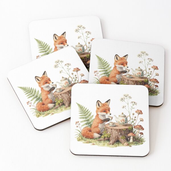 Item preview, Cute fox tea party Watercolor Woodland Illustration designed and sold by WildArtIT.