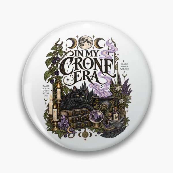 Item preview, Crone Era Older Wiser Wilder Witchy Woman Gothic Black Cat Moon Magic Dark Cottagecore designed and sold by CatiaStudioArt.