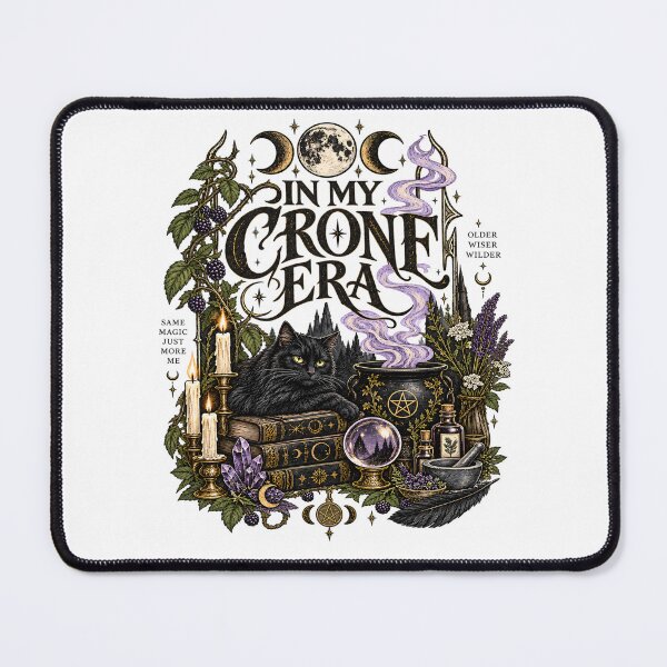 Item preview, Crone Era Older Wiser Wilder Witchy Woman Gothic Black Cat Moon Magic Dark Cottagecore designed and sold by CatiaStudioArt.