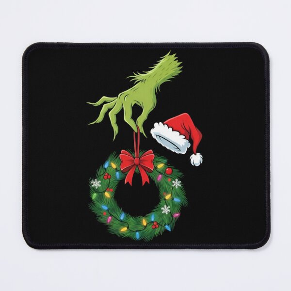 Item preview, Grinch Hand Holding Christmas Wreath with Santa Hat designed and sold by CalistaLueilwit.