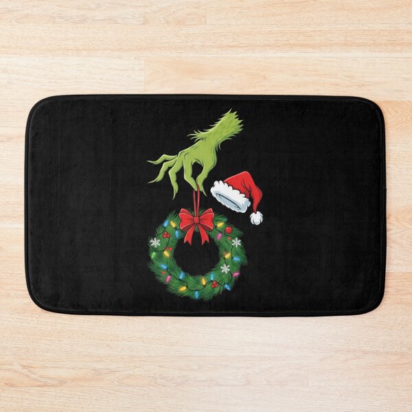 Item preview, Grinch Hand Holding Christmas Wreath with Santa Hat designed and sold by CalistaLueilwit.