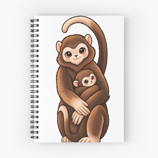 Item preview, Cute Mother and Baby Monkey Hugging Cartoon Illustration designed and sold by velorac.