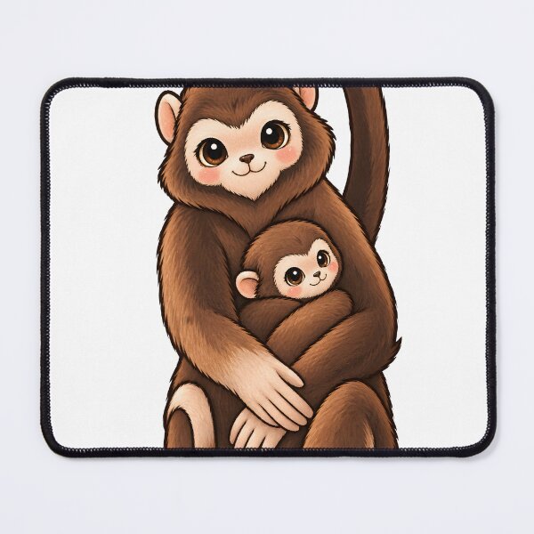 Item preview, Cute Mother and Baby Monkey Hugging Cartoon Illustration designed and sold by velorac.