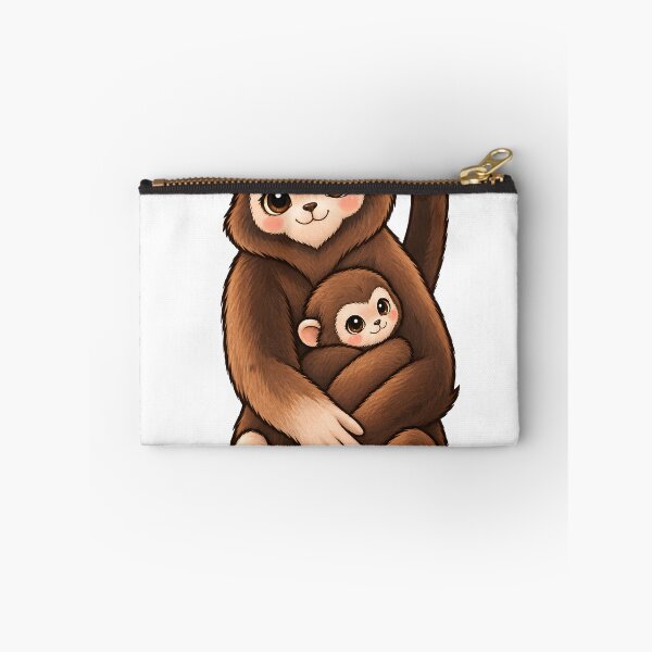 Item preview, Cute Mother and Baby Monkey Hugging Cartoon Illustration designed and sold by velorac.