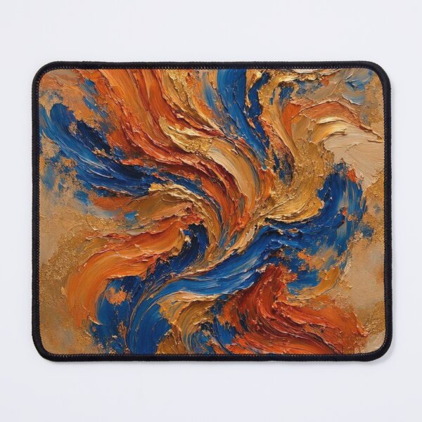 Item preview, Kinetic Blue and Gold Abstract Impasto Oil Painting designed and sold by ShieldRockPrints.