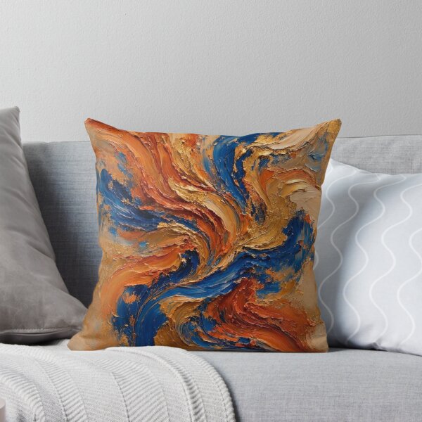 Item preview, Kinetic Blue and Gold Abstract Impasto Oil Painting designed and sold by ShieldRockPrints.