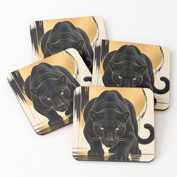 Item preview, Golden Moon Black Panther Bold Wildlife Art designed and sold by zisad.