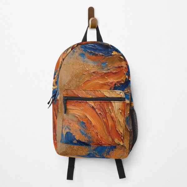 Item preview, Kinetic Blue and Gold Abstract Impasto Oil Painting designed and sold by ShieldRockPrints.