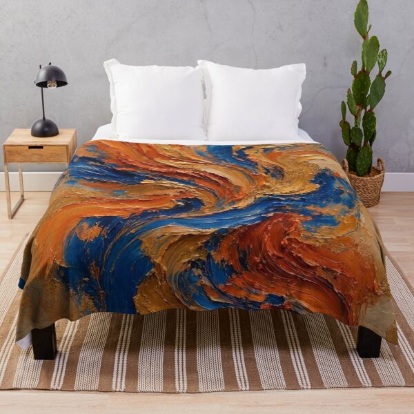 Item preview, Kinetic Blue and Gold Abstract Impasto Oil Painting designed and sold by ShieldRockPrints.