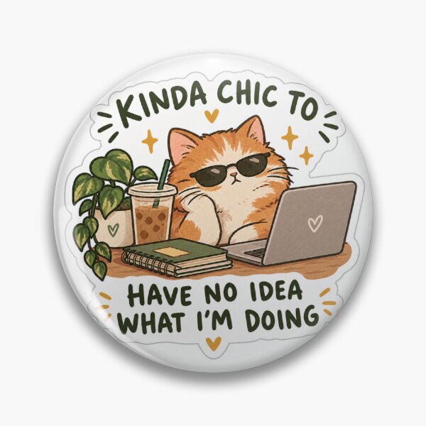 Item preview, Funny Cat Sticker – Kinda Chic To Have No Idea What I’m Doing designed and sold by Dikons.