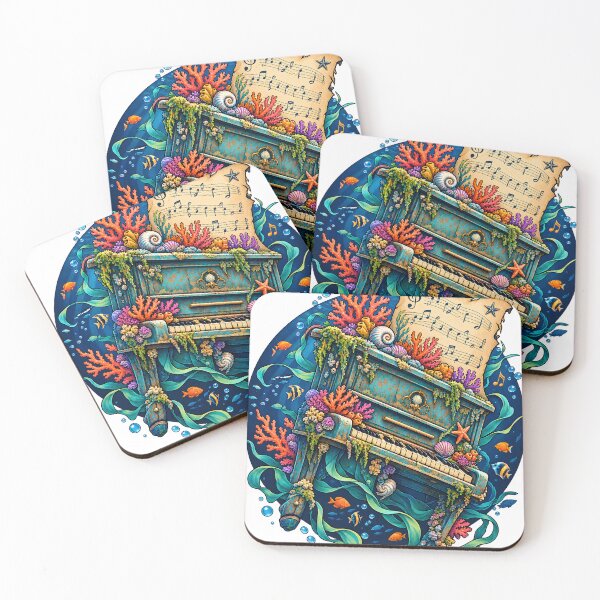 Item preview, Underwater Vintage Piano Coral Reef Musical Illustration designed and sold by velorac.